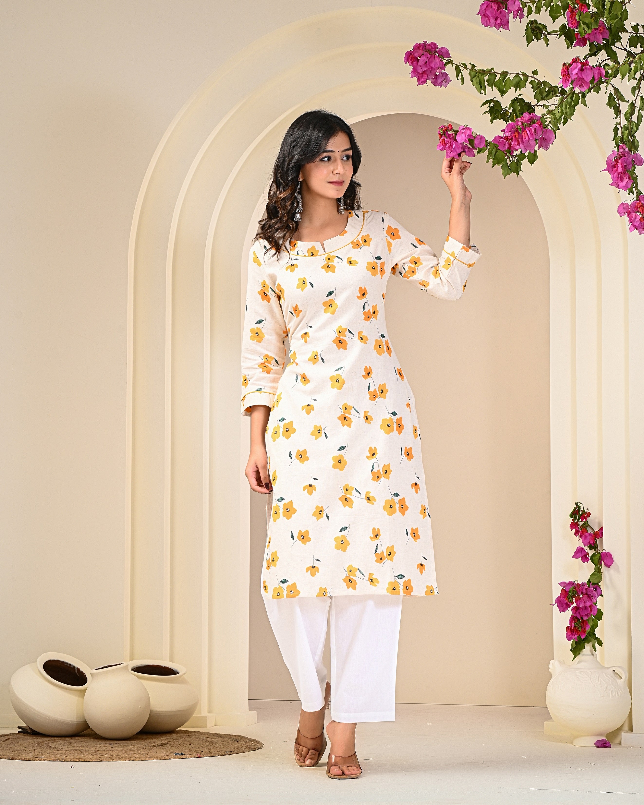 pure cotton fabric texture with handcrafted block printing