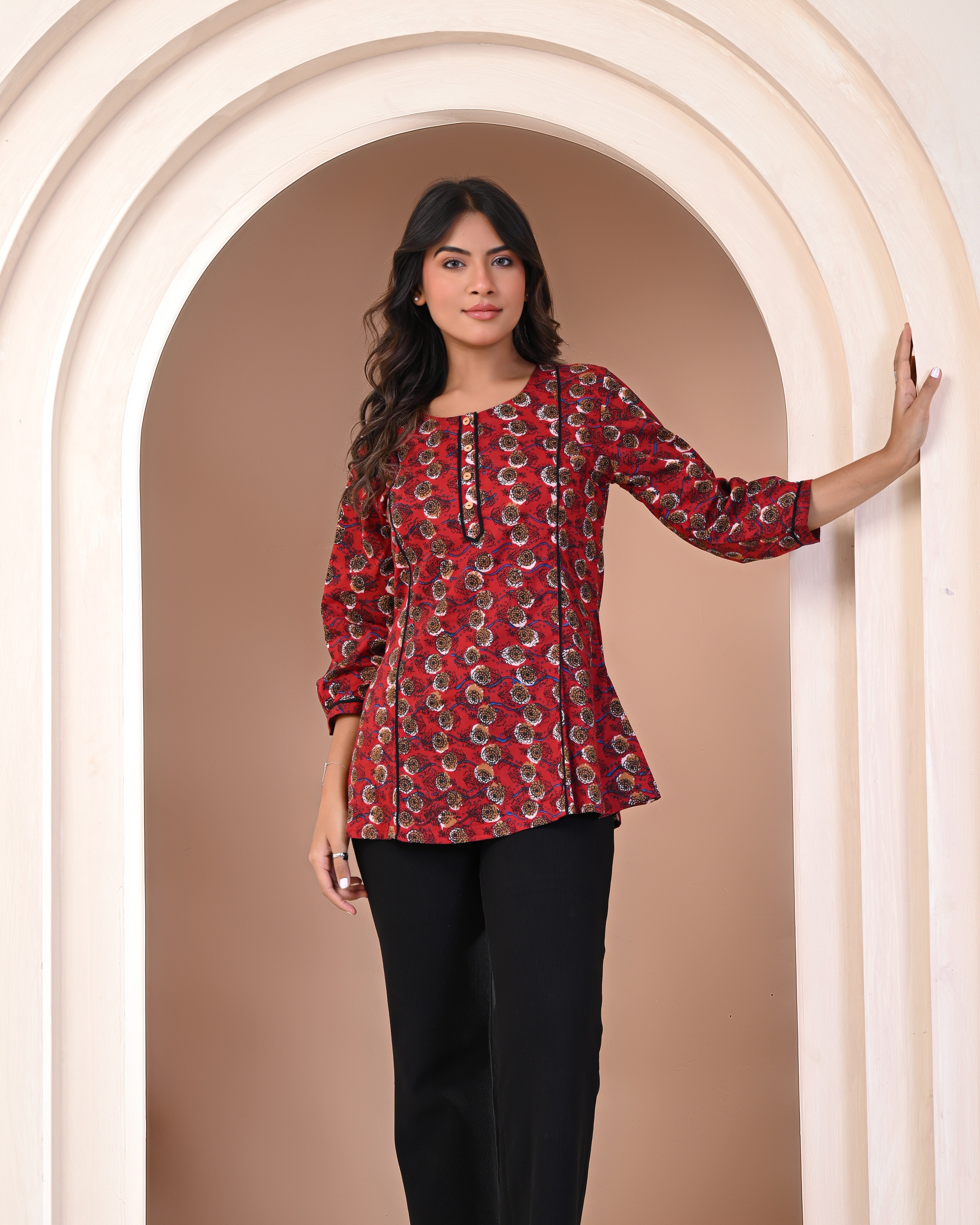 women’s [Rust] pure cotton Jaipuri block printed top