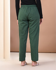 back view of women’s cotton printed pants