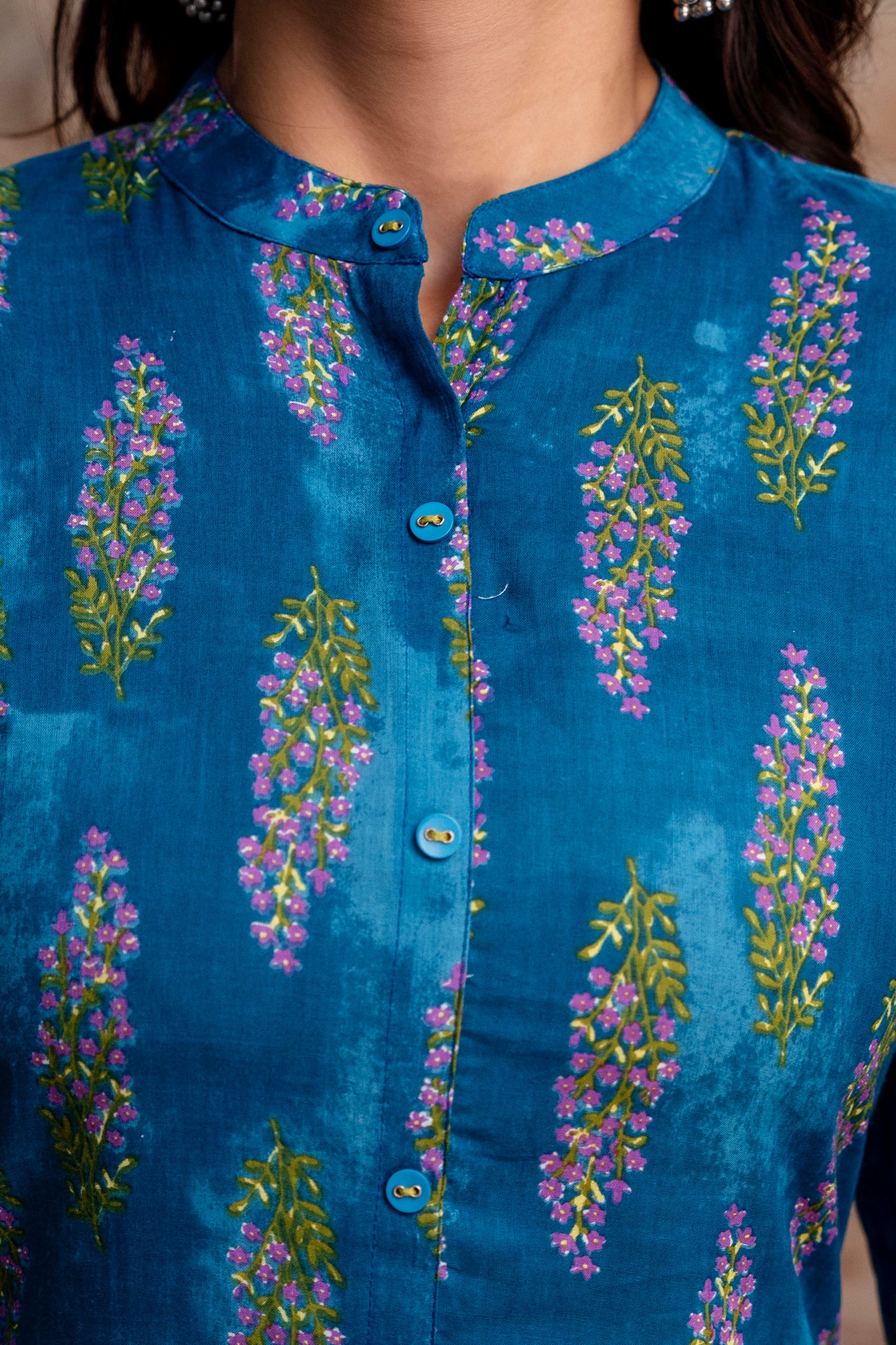 Teal Boota Print Kurta Pant Dupatta Set