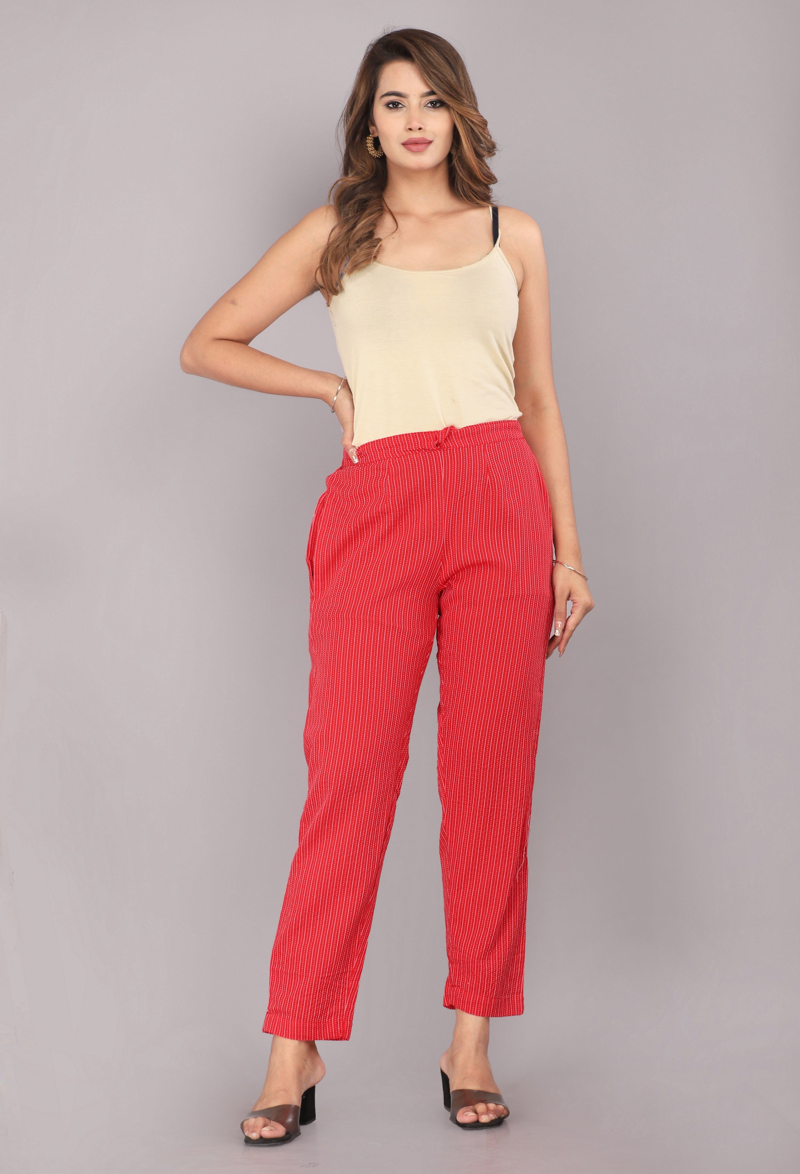 traditional block print detail on cotton palazzo pants