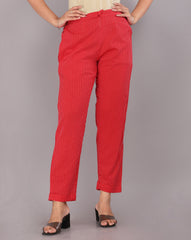 women’s [Red] pure cotton printed palazzo pants