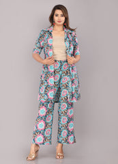 Jaipuri handcrafted block print detail on cotton co-ord set