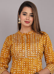 close-up of traditional Jaipuri block print on cotton kurti
