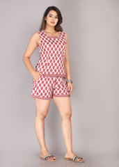 relaxed fit cotton printed loungewear set for women