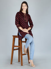 handcrafted Jaipuri block print detail on cotton top