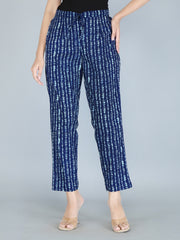 women’s [Indigo] pure cotton printed palazzo pants