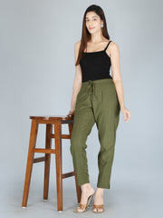 Olive Color Pure Cotton Kantha Dobby Dyed Pants