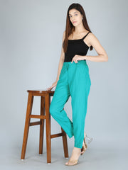 Turquoise Color Pure Cotton Kantha Dobby Dyed Pants