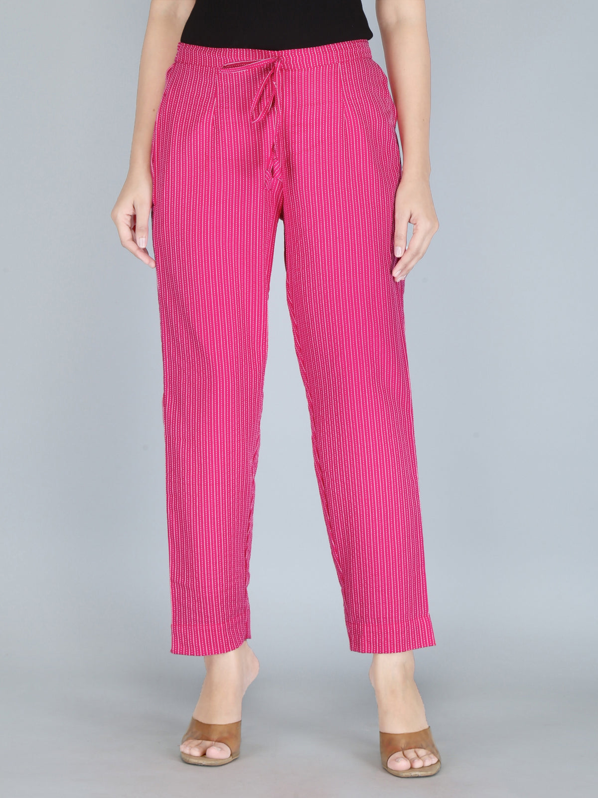 women’s [Pink] pure cotton printed palazzo pants