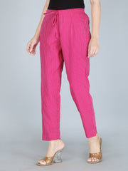 side view of cotton printed palazzo pants for women